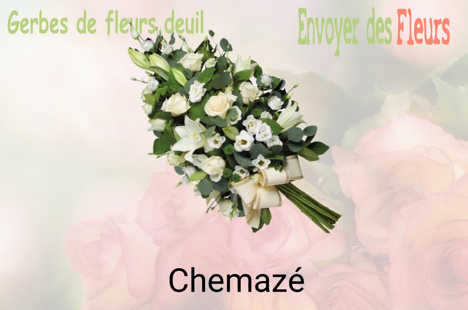 Gerbe de fleurs de deuil livrée à Chemazé
